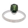 9ct White Gold Green Gemstone Single Stone Ring