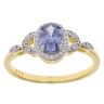 Gold Plated Silver Blue Gemstone And Cubic Zirconia Cluster Ring