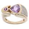 9ct Yellow Gold 0.25ct Diamond And Amethyst Ring