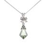 9ct White Gold Green Amethyst and White Sapphire Pendant and Chain 16"