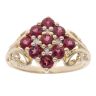 9ct Yellow Gold Pink Gemstone and 0.04ct Diamond Cluster Ring