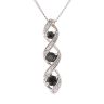 9ct White Gold 0.12ct Diamond and Sapphire Pendant and Chain 22"