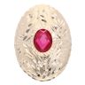 14ct Yellow Gold Red Gem Patterned Ring