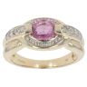 9ct Yellow Gold 0.08ct Diamond and Pink Gemstone Cluster Ring