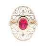 14ct Yellow Gold Red Gemstone Filigree Ring