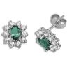 18 Carat White Gold Diamond-52pts Emerald-1.25ct Diamond Earrings