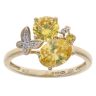 9ct Yellow Gold 0.04ct Diamond And Citrine Butterfly Ring
