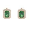 14ct Yellow Gold Cubic Zirconia And Green Gemstone Cluster Earrings