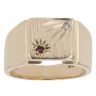 9ct Yellow Gold 0.02ct Diamond And Garnet Signet Ring