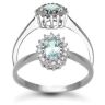 9 Carat White Gold 0.12pts Diamond & Blue Topaz Ring