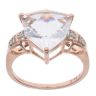 9ct Rose Gold 0.05ct Diamond And White Quartz Stone Set Ring