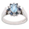 18ct White Gold Aquamarine Sapphire and 0.15ct Diamond Ring