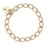 9ct Yellow Gold Heart Lock Charm Bracelet 7"