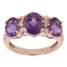 9ct Rose Gold 0.02ct Diamond And Amethyst Three Stone Ring