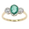 18ct Yellow Gold Diamond And Emerald 3 Stone Ring