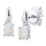 9ct White Gold Oval Opal and Diamond Drop Earrings
