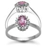 9 Carat White Gold 0.12pts Diamond & Pink Sapphire Ring