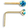 9ct Yellow Gold Blue Cubic Zirconia Nose Stud