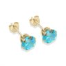 9ct yellow gold 6mm aqua CZ stud Earrings