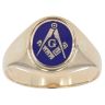 9ct Yellow Gold Blue Enamel Masonic and Plain Swivel Ring