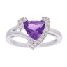 9ct White Gold Amethyst and Diamond Triangular Dress Ring