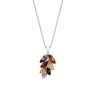 Sterling Silver Baltic Amber Multi Leaf Drop Pendant Necklace