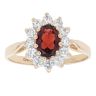 9ct Yellow Gold Cubic Zirconia And Garnet Cluster Ring