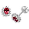 18 Carat White Gold Diamond-19pts Ruby-1.04ct Stud Earrings
