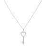 Silver Cubic Zirconia Heart Key Pendant And Chain 18" By Icesia