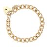 9ct Yellow Gold Heart Lock Charm Bracelet 8"