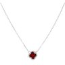 Silver Cubic Zirconia And Red Gemstone Petal Pendant And Chain 18" By Icesia