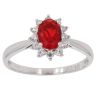 9ct White Gold Cubic Zirconia and Red Gemstone Cluster Ring