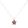 9ct Yellow Gold Garnet Flower Pendant And Chain 16"