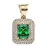 14ct Yellow Gold Cubic Zirconia And Green Gemstone Cluster Pendant