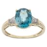 9ct Yellow Gold 0.02ct Diamond And Blue Topaz Ring