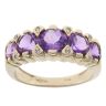 9ct Yellow Gold 0.05ct Diamond and Amethyst Five Stone Ring