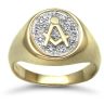9ct Yellow Gold 0.10ct Diamond Masonic Ring