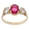 9ct Yellow Gold Created Ruby And Cubic Zirconia Three Stone Ring