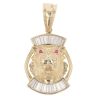 14ct Yellow Gold Cubic Zirconia And Pink Gemstone Tiger Pendant