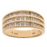 18ct Yellow Gold 1.00ct Brilliant Cut Diamond Three Row Ring