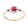 9ct Yellow Gold Ruby and 0.06ct Diamond Cluster Ring