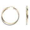 14ct Yellow And White Gold Oval Duo Hoop Earrings