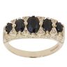 9ct Yellow Gold Sapphire and 0.05ct Diamond 5 Stone Ring