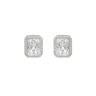 Sterling Silver Rectangular Halo Cubic Zirconia Stud Earrings