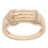 9ct Yellow Gold 0.05ct Diamond Patterned Buckle Ring