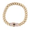 14ct Yellow Gold Monaco Classic Baguette Pave Lock Curb Bracelet 7"