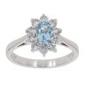 18ct White Gold 0.39ct Diamond and Aquamarine Cluster Ring