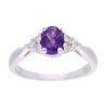 9ct White Gold Amethyst and Diamond Oval Ring