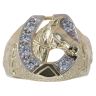 9ct Yellow Gold Cubic Zirconia Horseshoe and Horse Ring