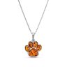 Sterling Silver Baltic Amber Animal Dog Paw Print Pendant Necklace